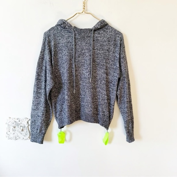 Lisa Todd Charcoal Hoodie Neon Highlights Cashmere Cotton - Picture 3 of 4